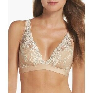 Wacoal Embrace Lace Bralette 36 Beige Wireless J Hook Back Style 852191